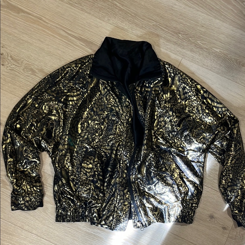 Snazzy vintage silky reversible animal print blazer